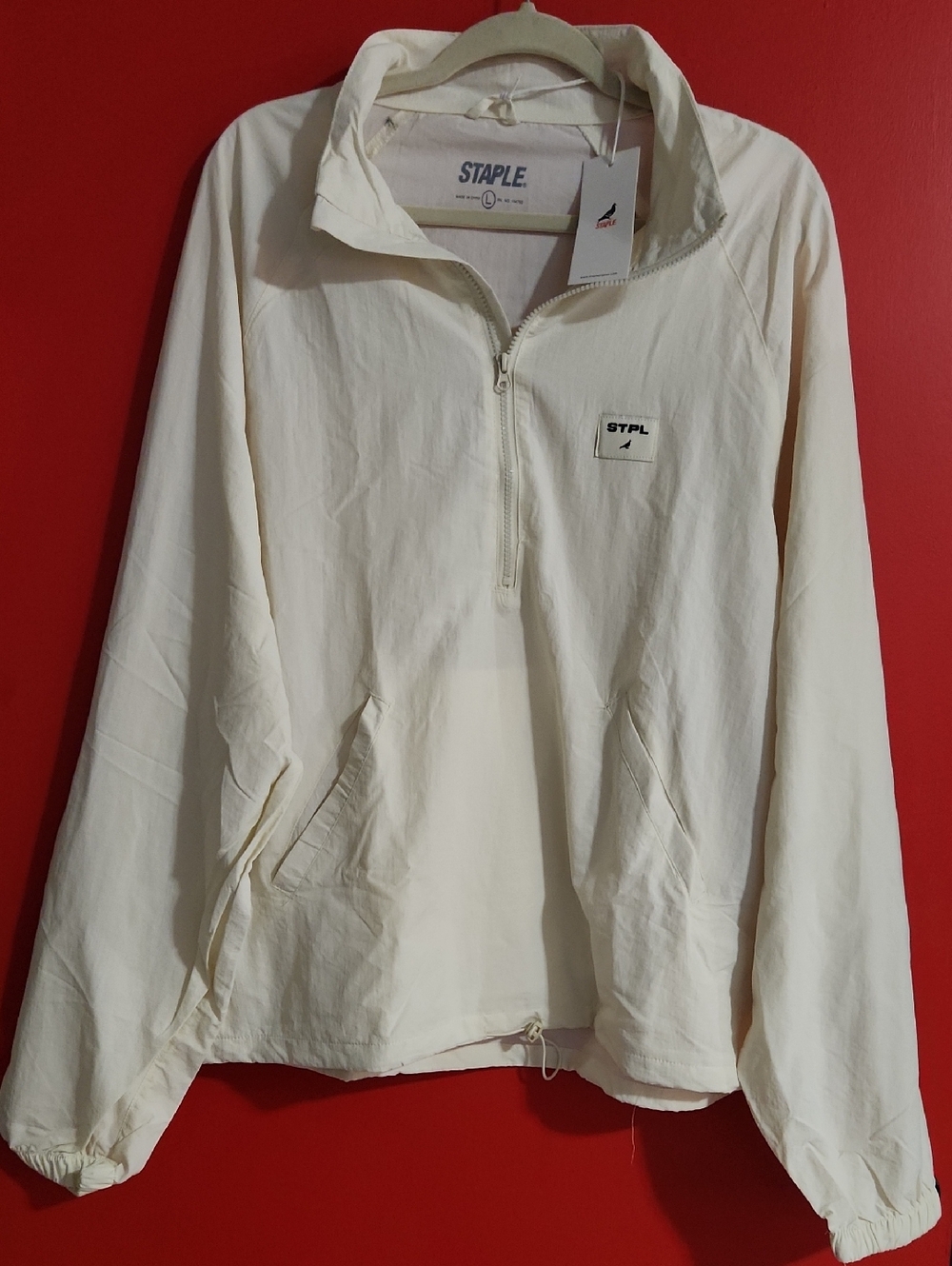NWT Staple Cream Half-Zip Windbreaker